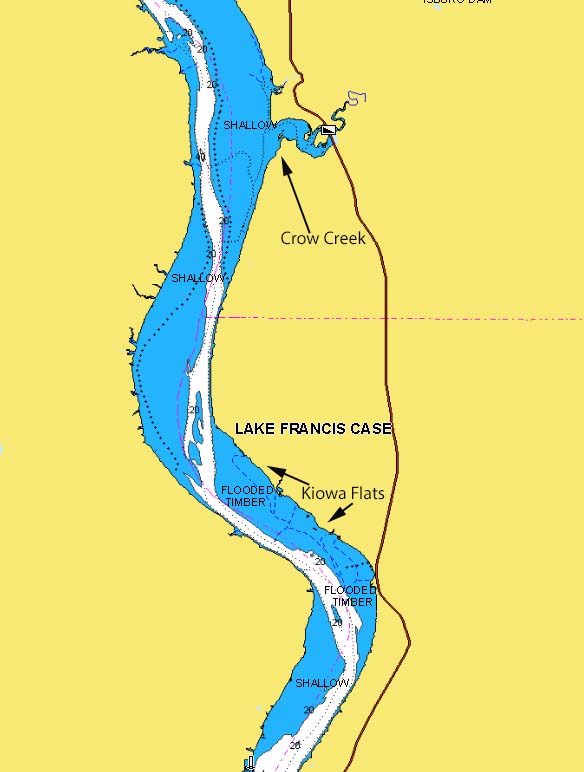 Crow Creek and the Kiowa Flats on Lake Francis Case, SD.