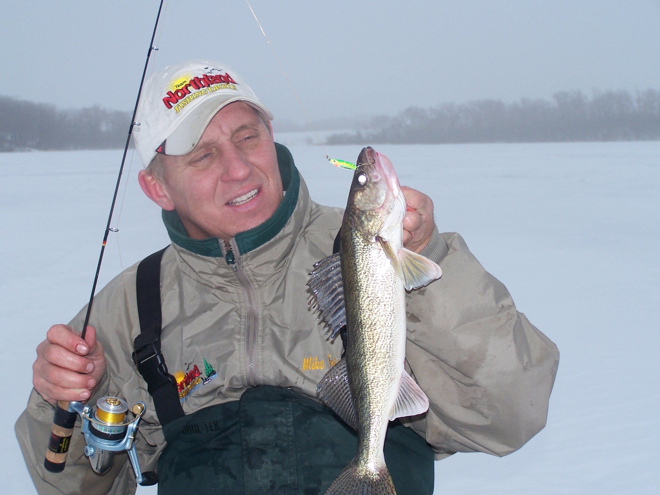 Mike Frisch ice fishing for walleye