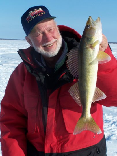 Gary Roach ice fishing for walleyes