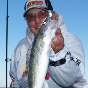 Fishing Professor Jim McDonnell with a West Lake Okoboji walleye