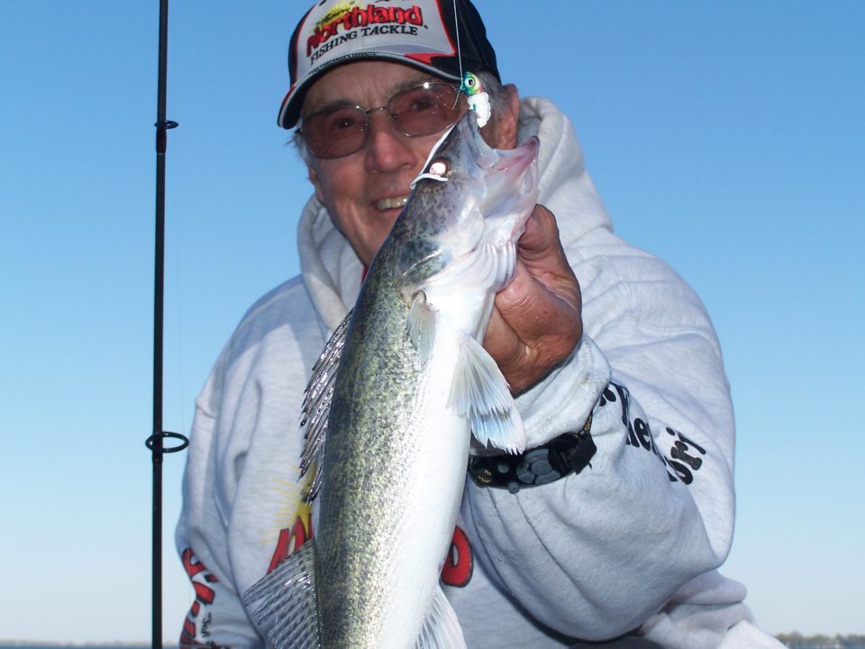 Fishing Professor Jim McDonnell with a West Lake Okoboji walleye