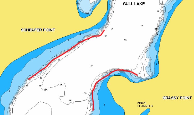 Grassy and Scheafer points on Gull Lake