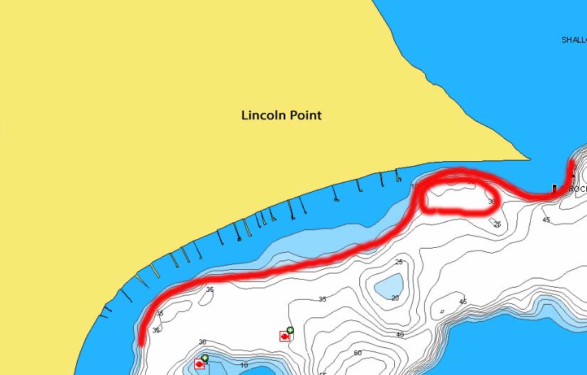 The Lincoln Point area of Pelican Lake, MN marked.