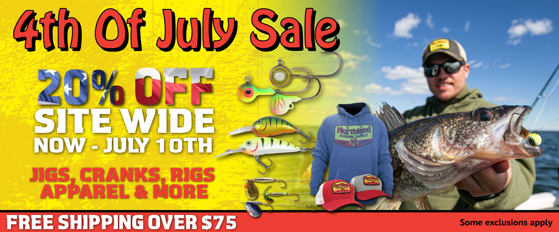 20% off all of Northland Fishing Tackle and free shipping over $75