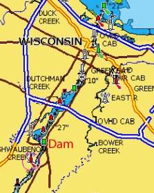 Fox River section of Green Bay lake map