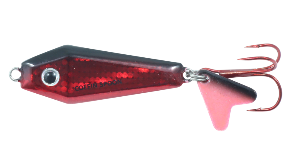Buck-Shot Coffin Spoon in Super Glo Redfish color