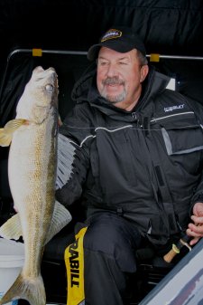 Tom Neustrom ice fishing for walleye