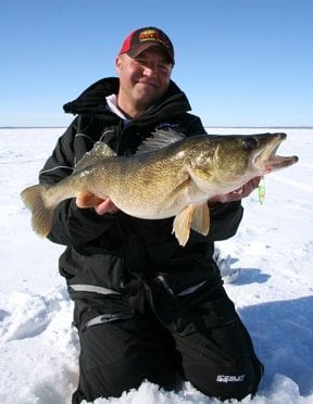 Tony Roach with a big walleye caught ice fishing