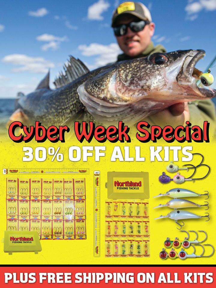 Northland Fishing Tackle 30% off sale on all fishing kits, jig kits, ice-fishing kits, crankbait kits.