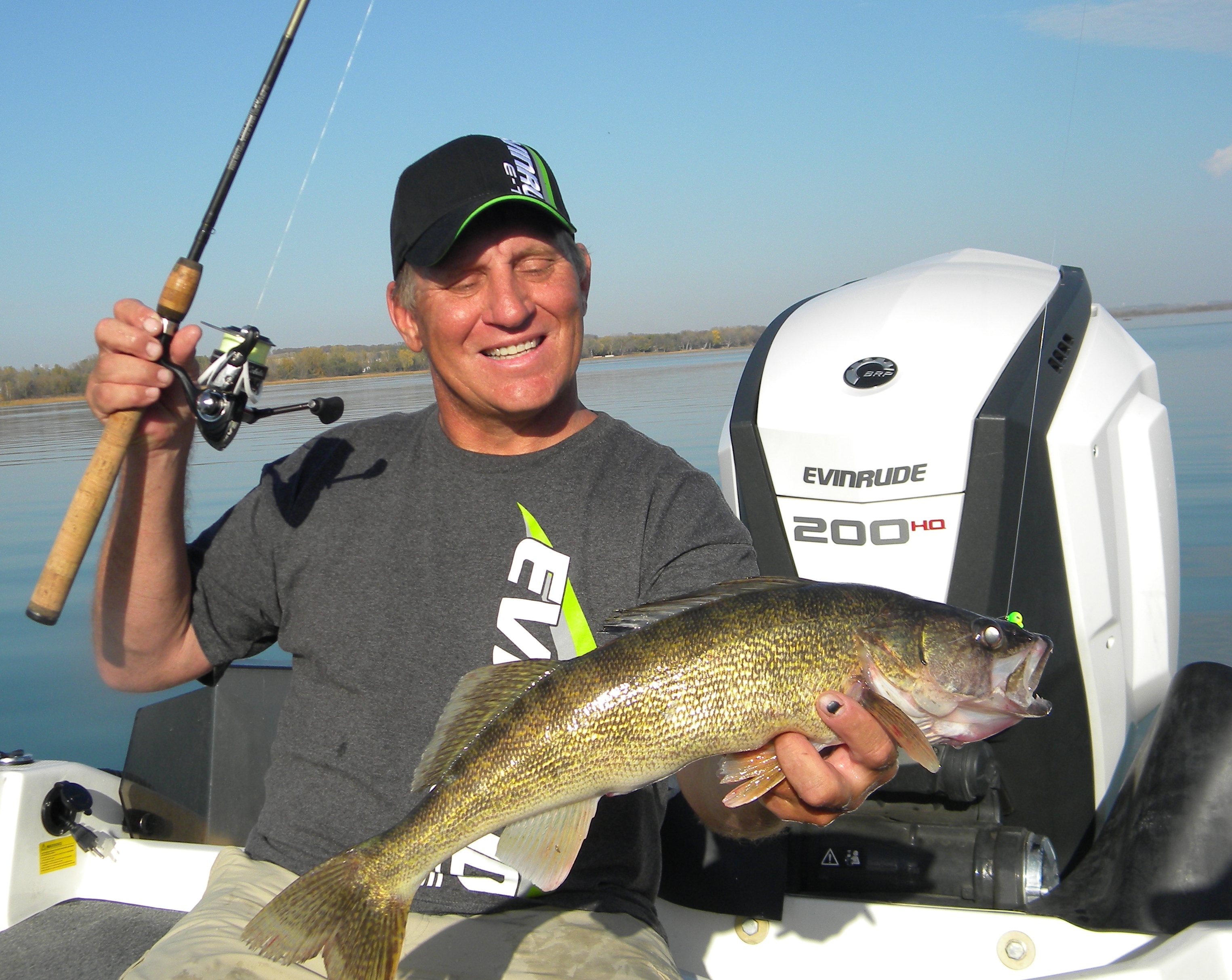 Mike Frisch with a walleye he caught on a jig
