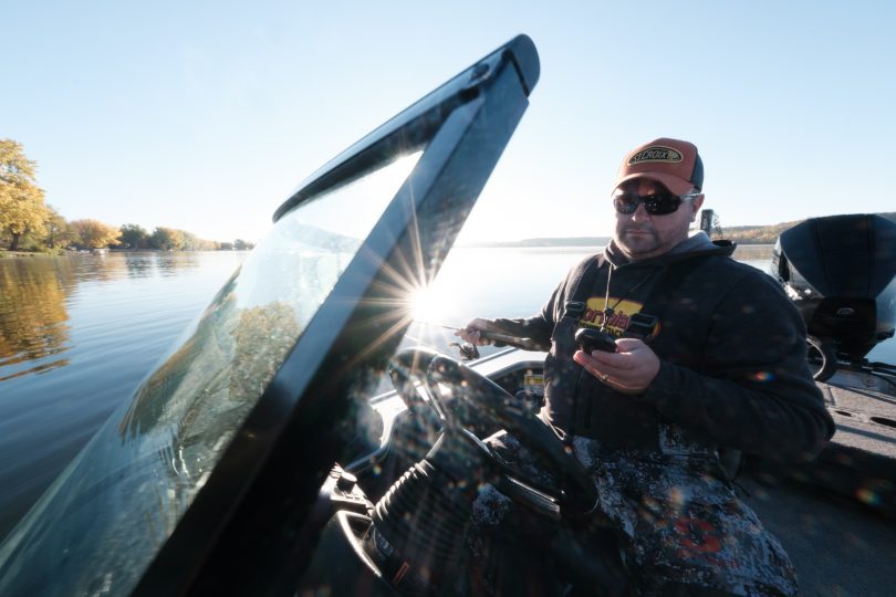 Fisherman dragging a jig for walleye