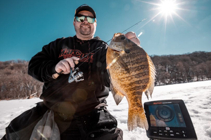 Joel Nelson with a First Ice Panfish