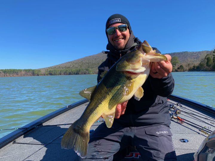 Bagley Pro Jeff Gustafson with a big largemouth bass