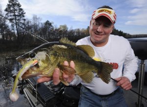 John Crane with a largemouth bass he caught