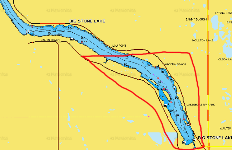 Big Stone Lake, lake map.