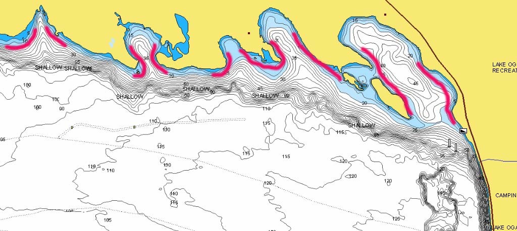 Sections of the north side of Lake McConaughy, NE have been marked for fishing.