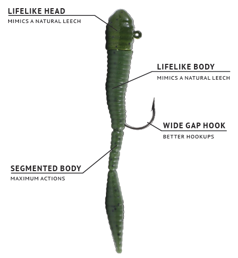 As a ready-to-fish option, the pre-rigged Mimic Minnow® Limber Leech serves walleye, bass, and panfish anglers just looking for an easy bait to throw and catch multiple species with.