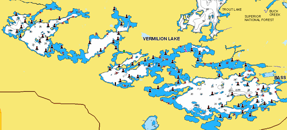 Vermilion Lake, MN lake map.