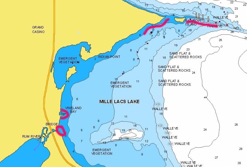 Vineland Bay and Rainbow Island on Mille Lacs Lake.