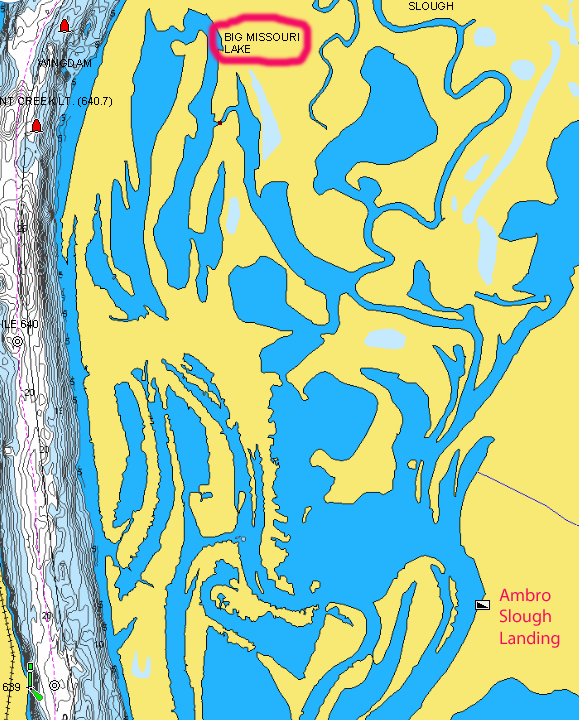 Mississippi River pool 10 map with Big Missouri circled.