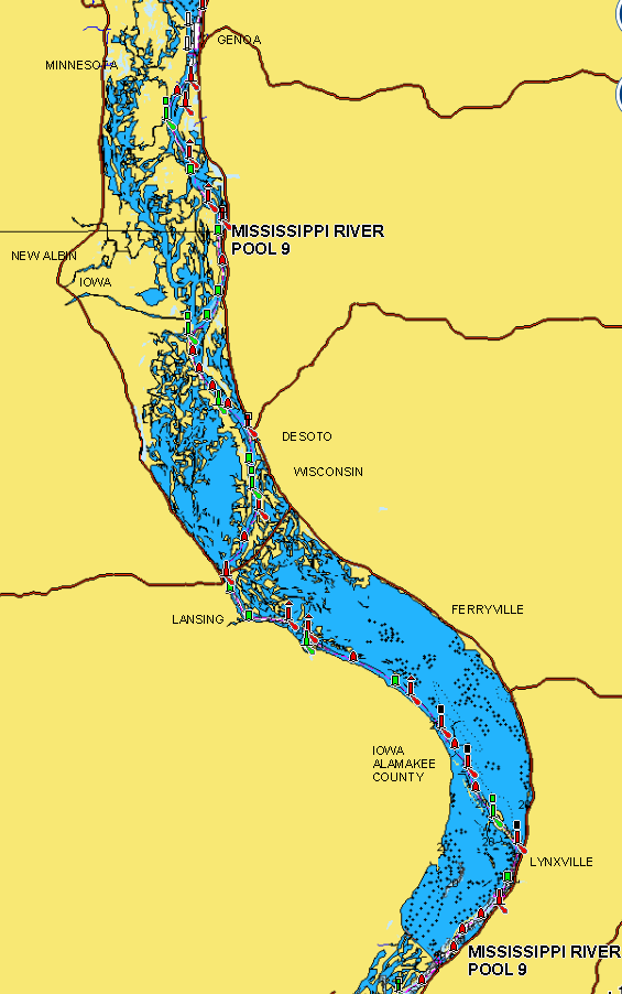 Mississippi Rivers pools 9 and 10 map.