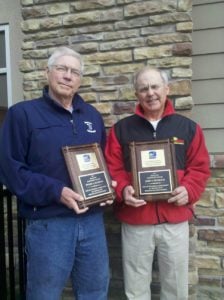 John and Duane Peterson following their induction into the National Freshwater Fishing Hall of Fame in 2012.