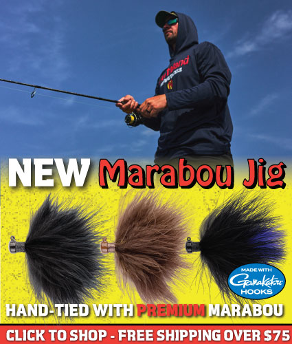 New Northland Fishing Tackle Marabou Jig, back-in-stock, buy now for spring smallmouth bass fishing.