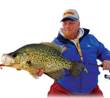 Brian 'Bro' Brosdahl holding up a crappie he caught on the Impulse Water Bug.
