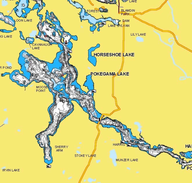 Pokegama Lake, MN lake map.