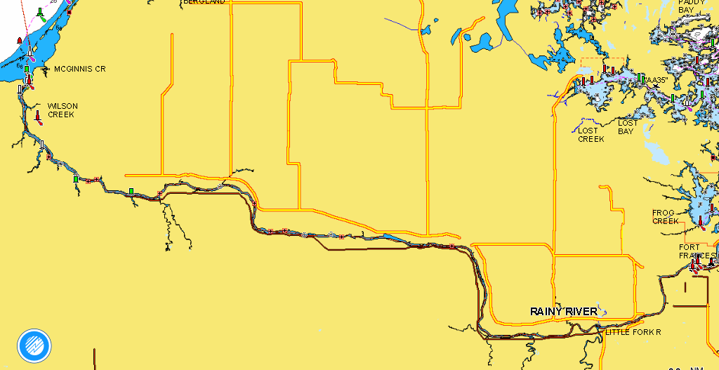 Rainy River, MN/Ontario map.