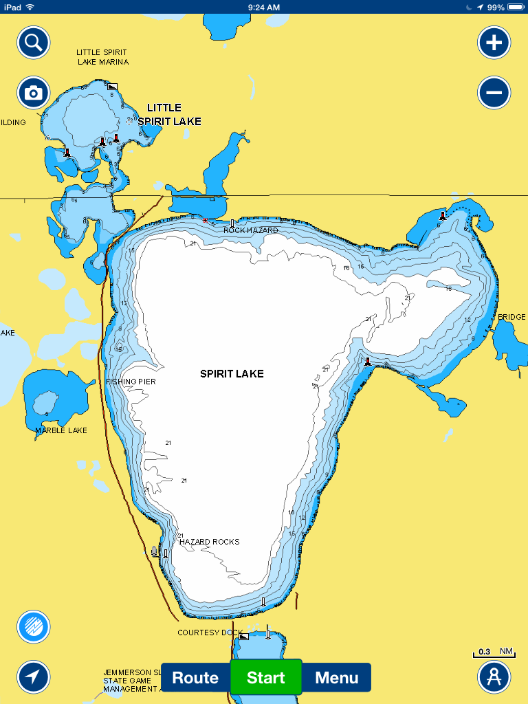 Big Spirit Lake, Iowa lake map