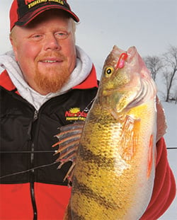 Brian "Bro" Brosdahl with an ice fishing perch