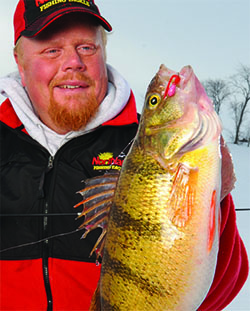 Brian "Bro" Brosdahl with an ice fishing perch