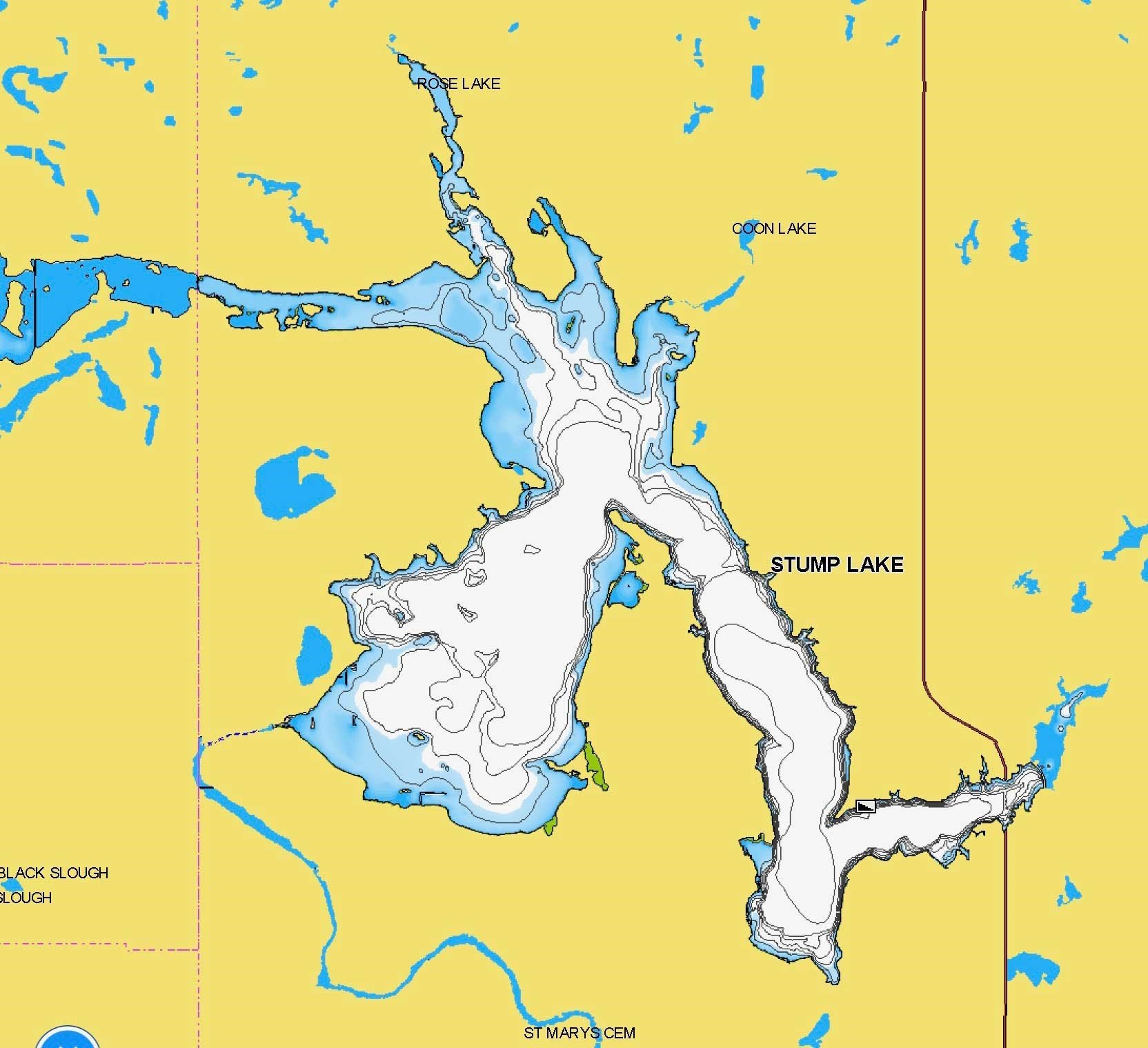 Stump Lake, ND lake map.