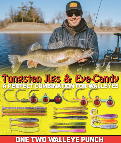 Northland Fishing Tackle Tungsten Jigs and Eye-Candy soft plastics, spring time river walleye fishing tackle.