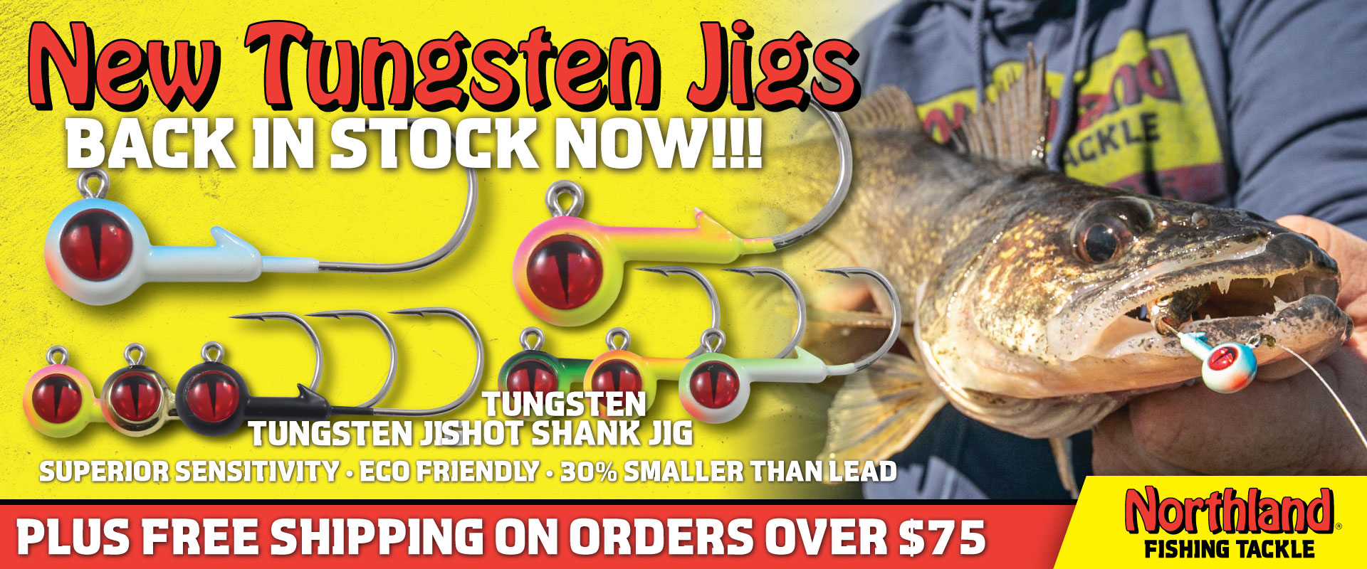 Tungsten walleye and sauger jigs back in stock with Northland Fishing Tackle