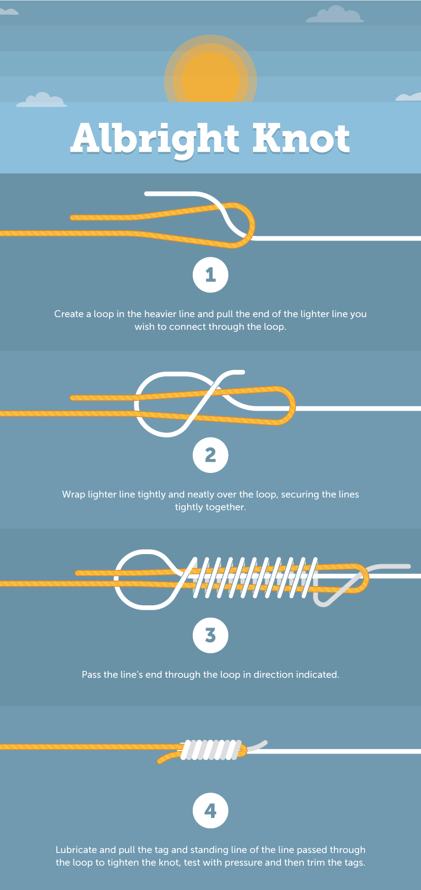 Graphic showing how to tie the Albright Knot
