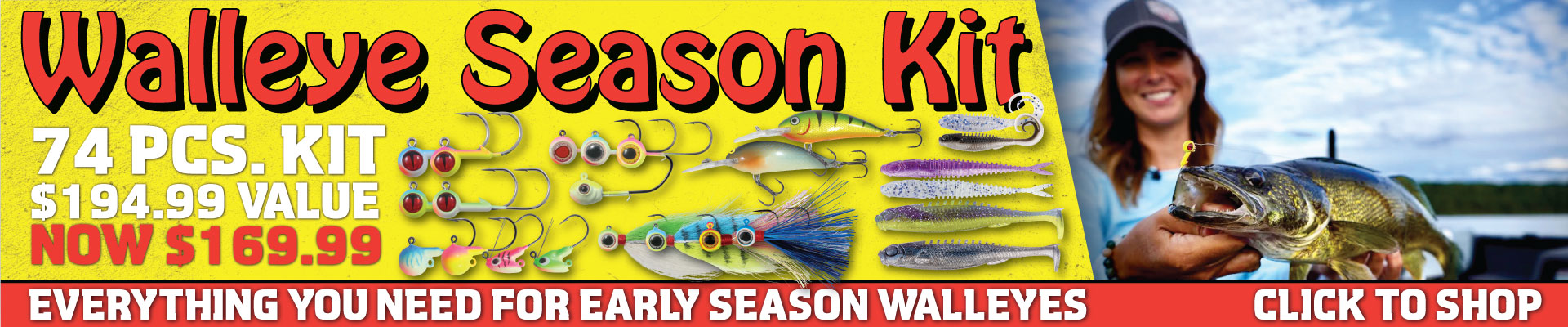 Northland Fishing Tackle Walleye Season Fishing Kit. Includes Jigs, Eye-Candy Soft Plastics and Rumble Series Crankbaits.