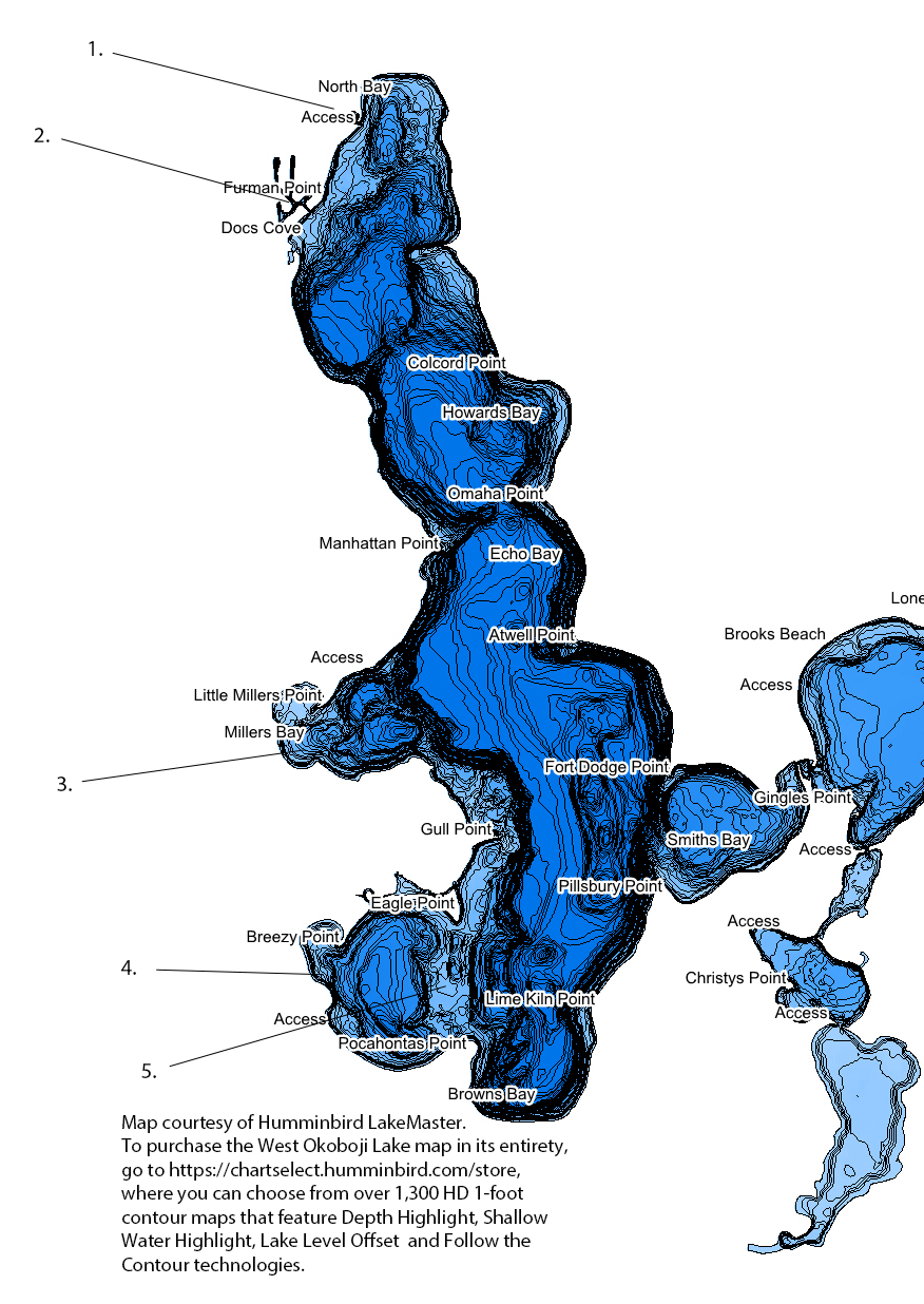 Lake Okoboji, IA lake map.