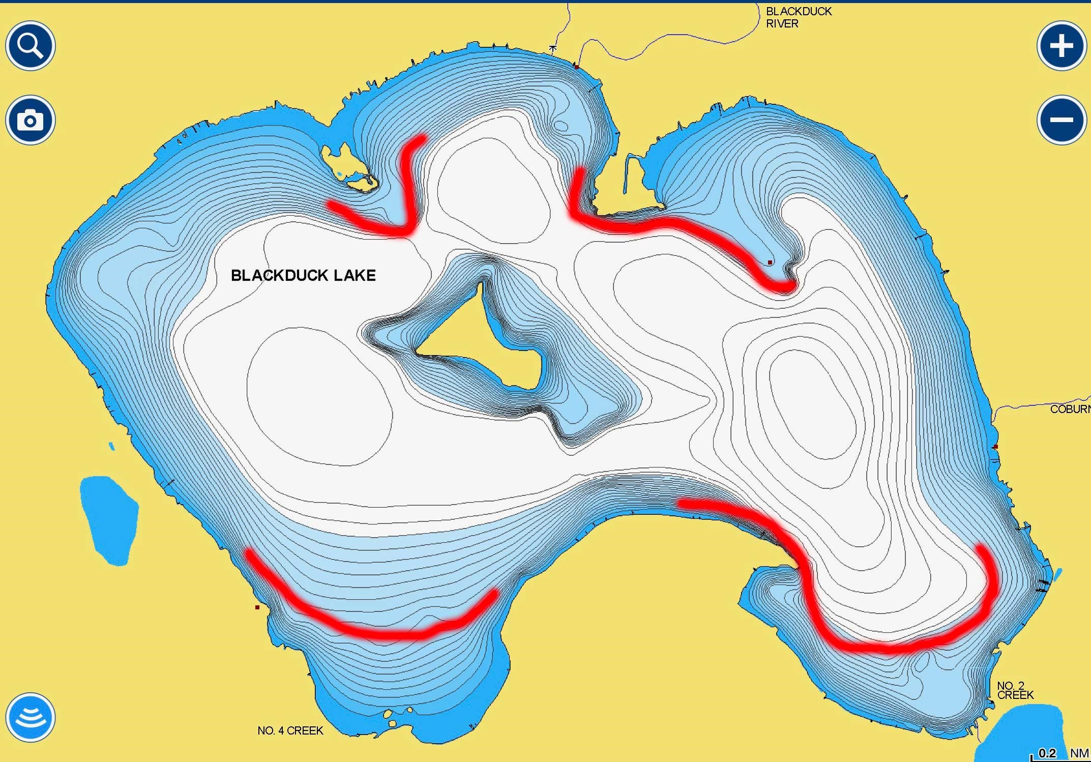 Key areas to fish for walleye on Blackduck Lake in Minnesota.