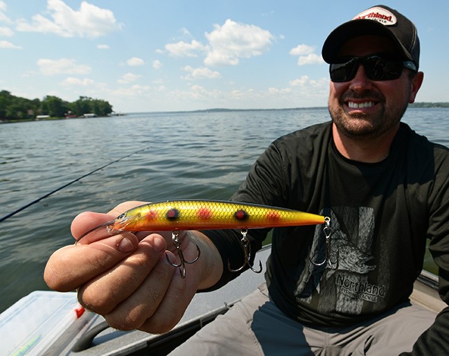 Fisherman holding up the Rumble B crankbait