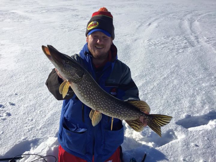 Northern pike caught ice fishing