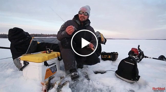 Gussy ice fishing with the Fire-Belly Spoon video