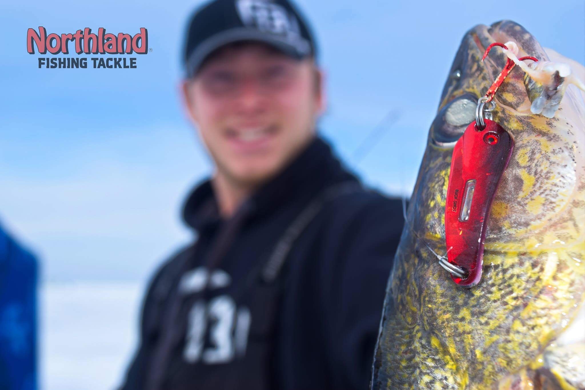 Buck-Shot Spoon catches a walleye ice fishing